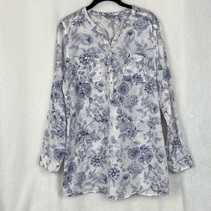 M&S Woman Linen Blend Lightweight Floral Tunic Top sz 18 UK,  14 US